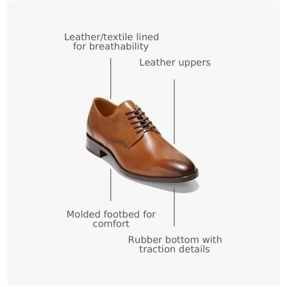Cole Haan Mens Hawthorne Brown Leather Lace Up Oxford Dress Shoes Size 8 M‎ NWOT